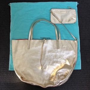 Tiffany & Co.  Reversible Gold Lame & Suede Tote